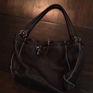 Cole Haan black leather cinch handbag